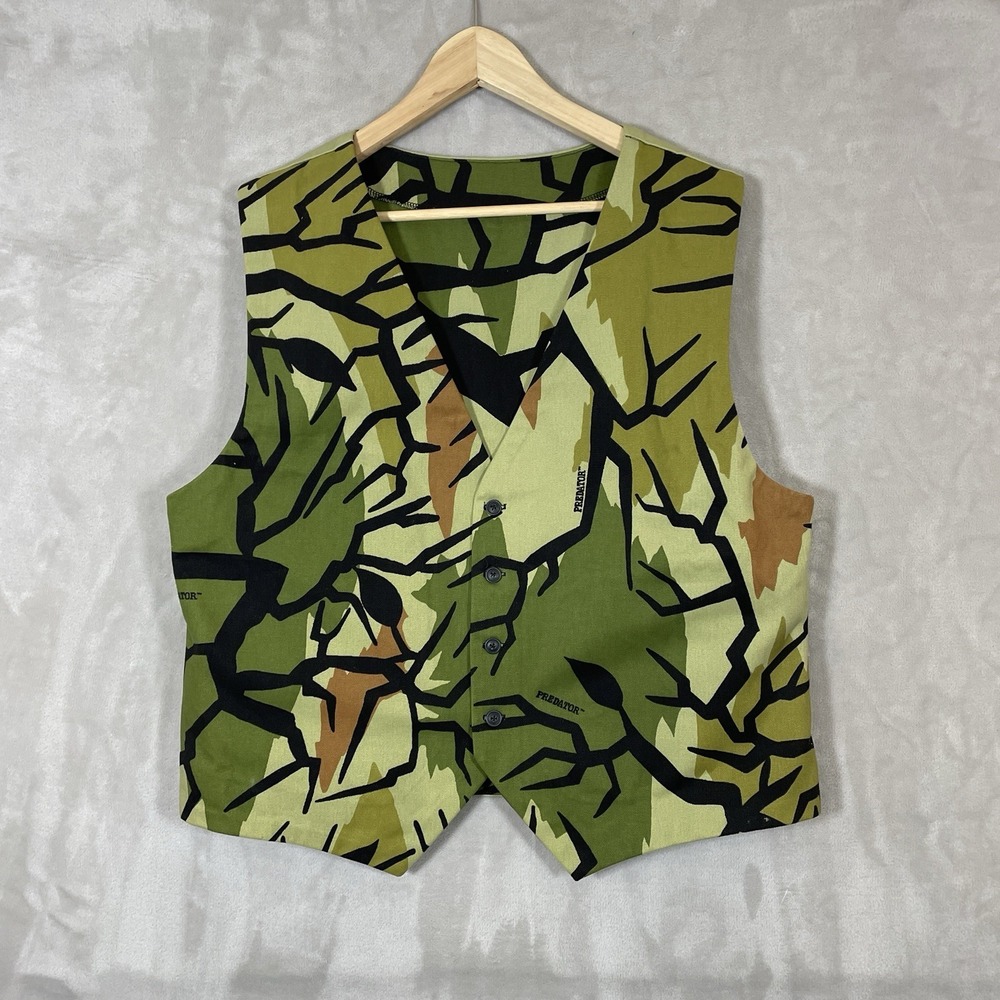 Vintage Predator Camoflauge Camo Vest Mens 22x24 Large Wasitcoat Hunting USA 80s